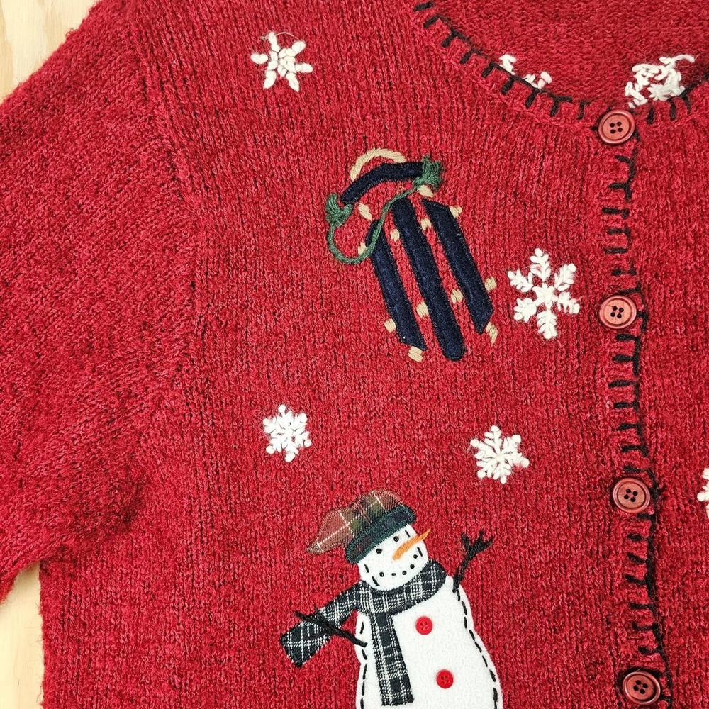 WOMANS CROFT AND BARROW WINTER SNOWMAN CARDIGAN - Picture 2 of 12